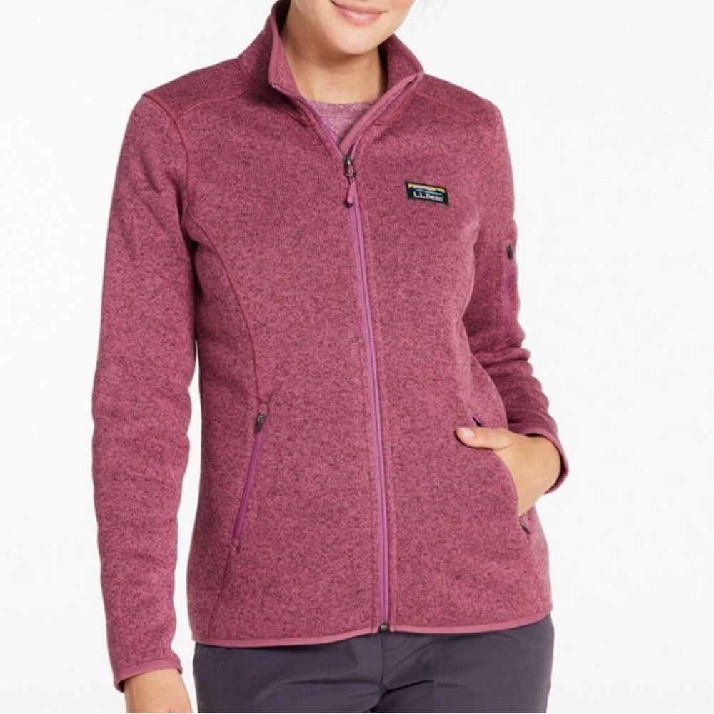 L.L.Bean Sweater Fleece Full-Zip Jacket Pink Size XS